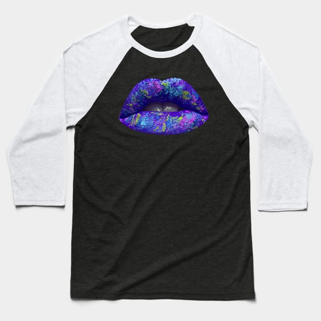 Painted Lips Baseball T-Shirt by thedailysoe